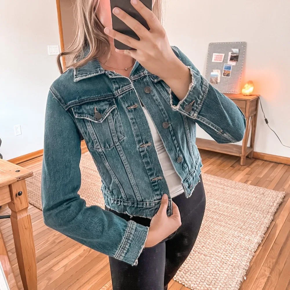 Current Elliot The Baby Trucker Blue Designer Classic Casual Denim Jean Jacket M